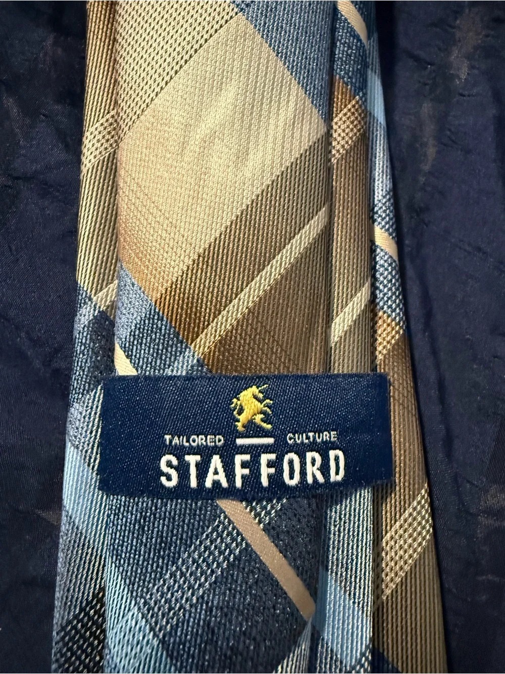 Stafford Yellow and Blue Plaid Silk Tie